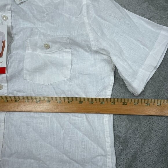 Original Weatherproof Vintage Mens Washable Linen Shirt Button-Down M a0285 - Picture 6 of 7